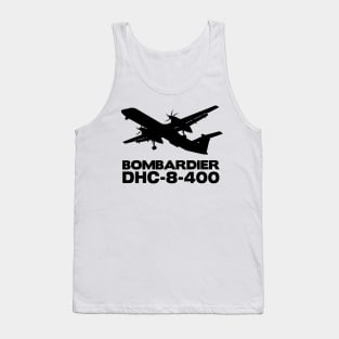 Bombardier Dash 8-400 Silhouette Print (Black) Tank Top